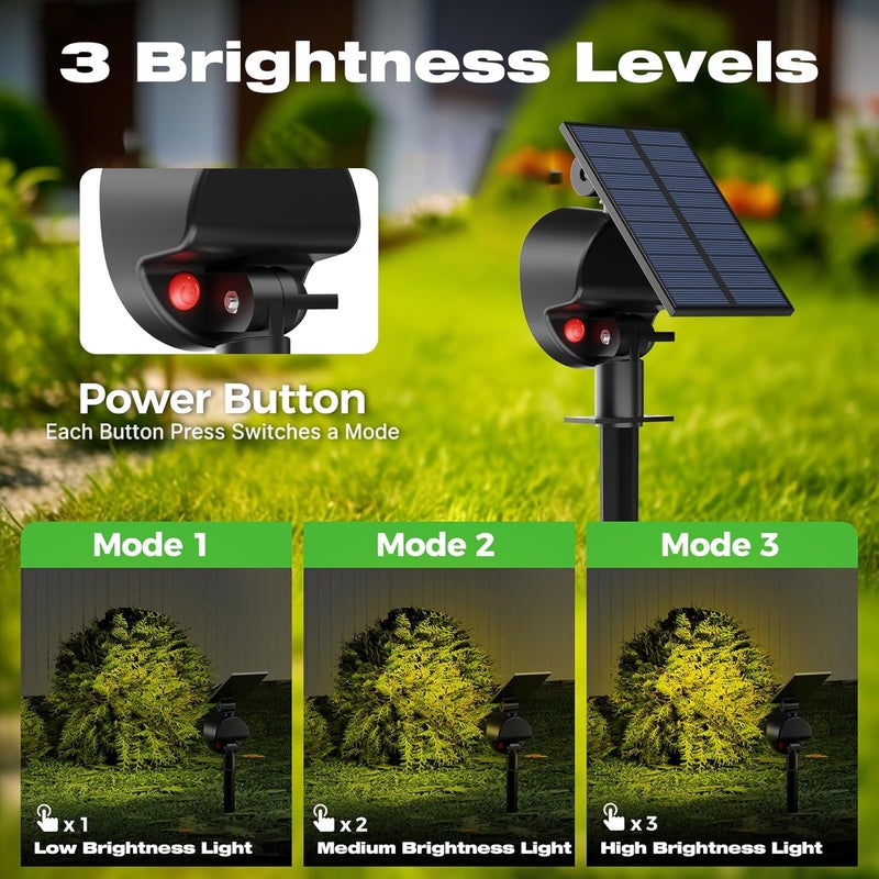 nipify 10 Pack Solar Spot Lights Outdoor Waterproof with 3 Modes, Solar Spotlight Light for Outside Yard Landscape Lighting Pathway Lights Wall,Warm White - Image 3